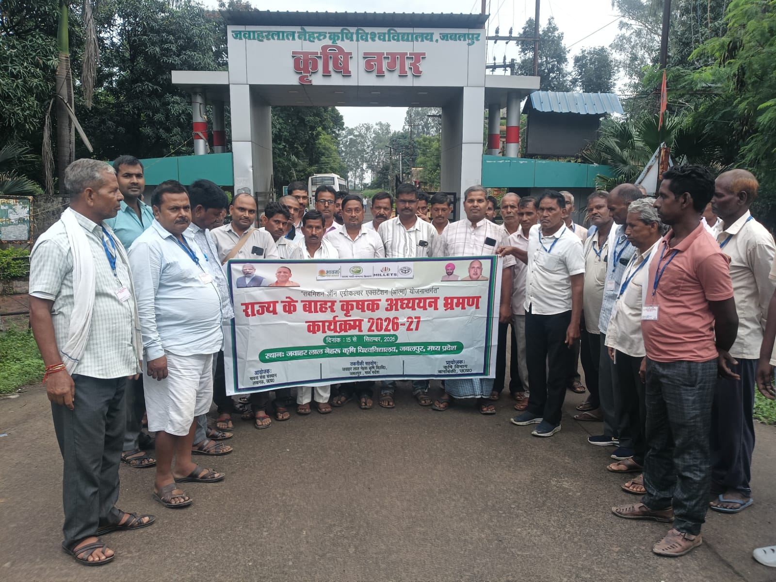 Farmers gathered during a study visit