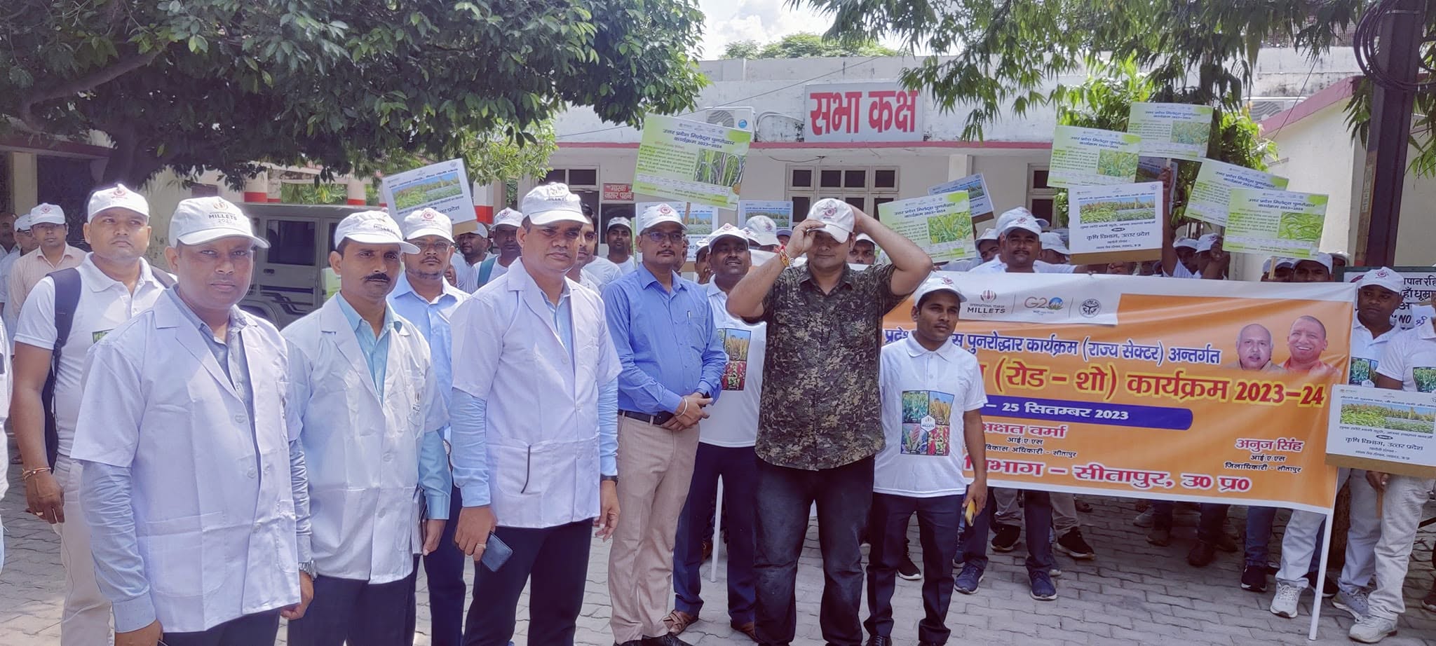 Participants at a millet awareness roadshow in Sitapur